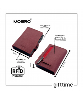 Portacarte Moero Portafoglio Saffiano Bordeaux Zip