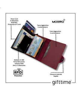 Portacarte Moero Portafoglio Saffiano Bordeaux Zip
