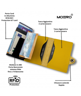 Portacarte Moero Portafoglio Saffiano Yellow Zip