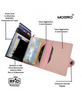 Portacarte Moero Portafoglio Saffiano Pink Zip