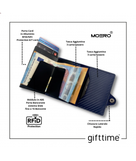 Portacarte Moero Portafoglio Carbon Blu Zip