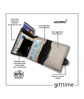 Portacarte Moero Portafoglio Carbon Titanium Zip