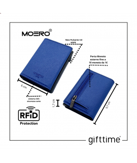 Portacarte Moero Portafoglio Pro Saffiano Blue Shock Zip
